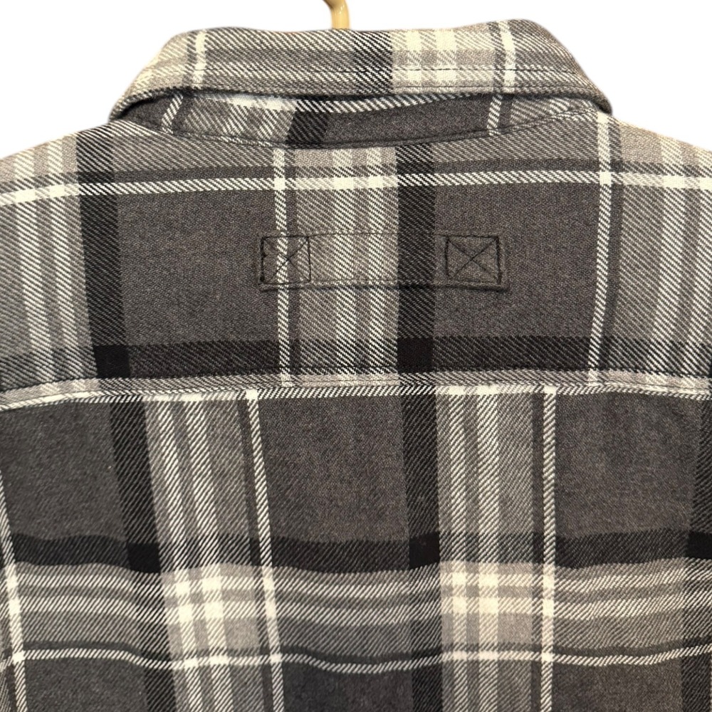 Duluth Trading Co Burlyweight Free Swingin' Flannel Shirt XXL Tall Gray Plaid - Picture 5 of 7